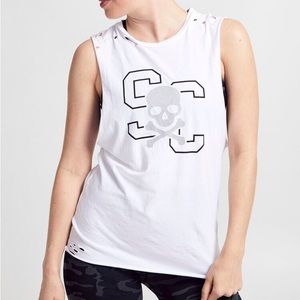 SOUL by SOULCYCLE white tank top S NWT workout top distressed lightweight loose